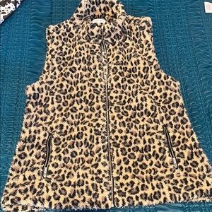 Calvin Klein Leopard Print Fuzzy Vest